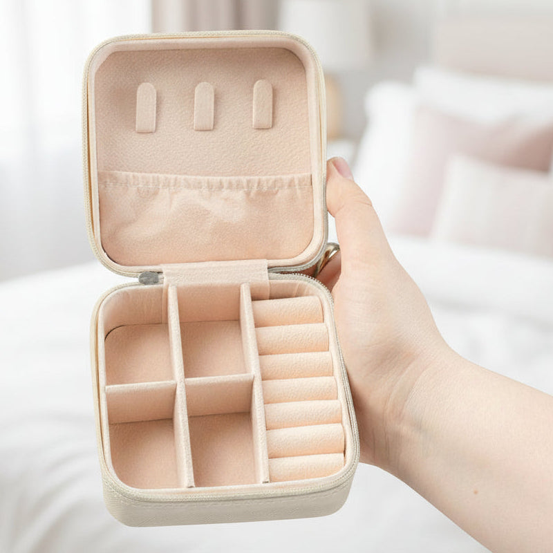 Opened jewelry case is perfect for traveling or gift