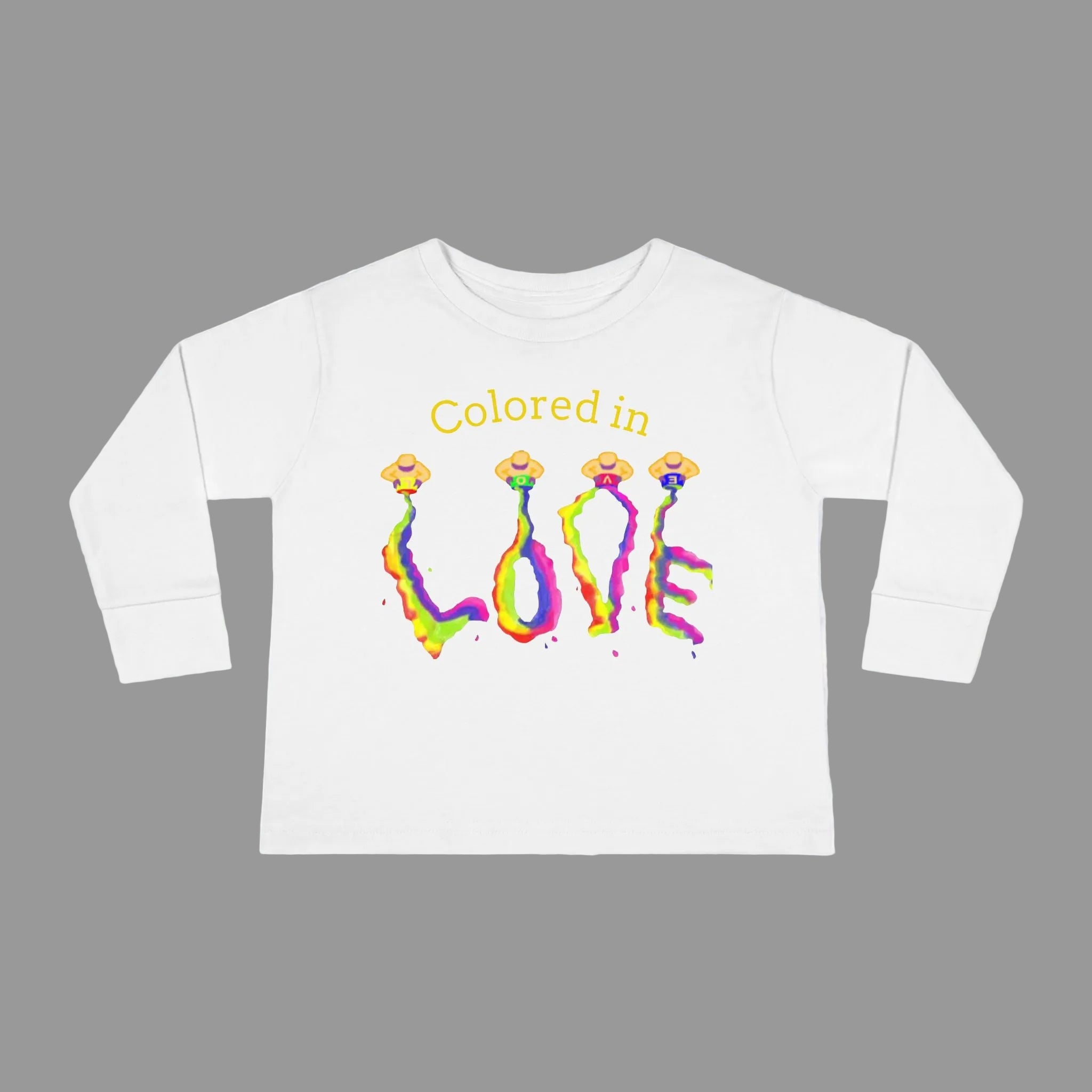 toddlers long sleeve Tee in white with colorful LOVE 2T-6T 100% combed cotton