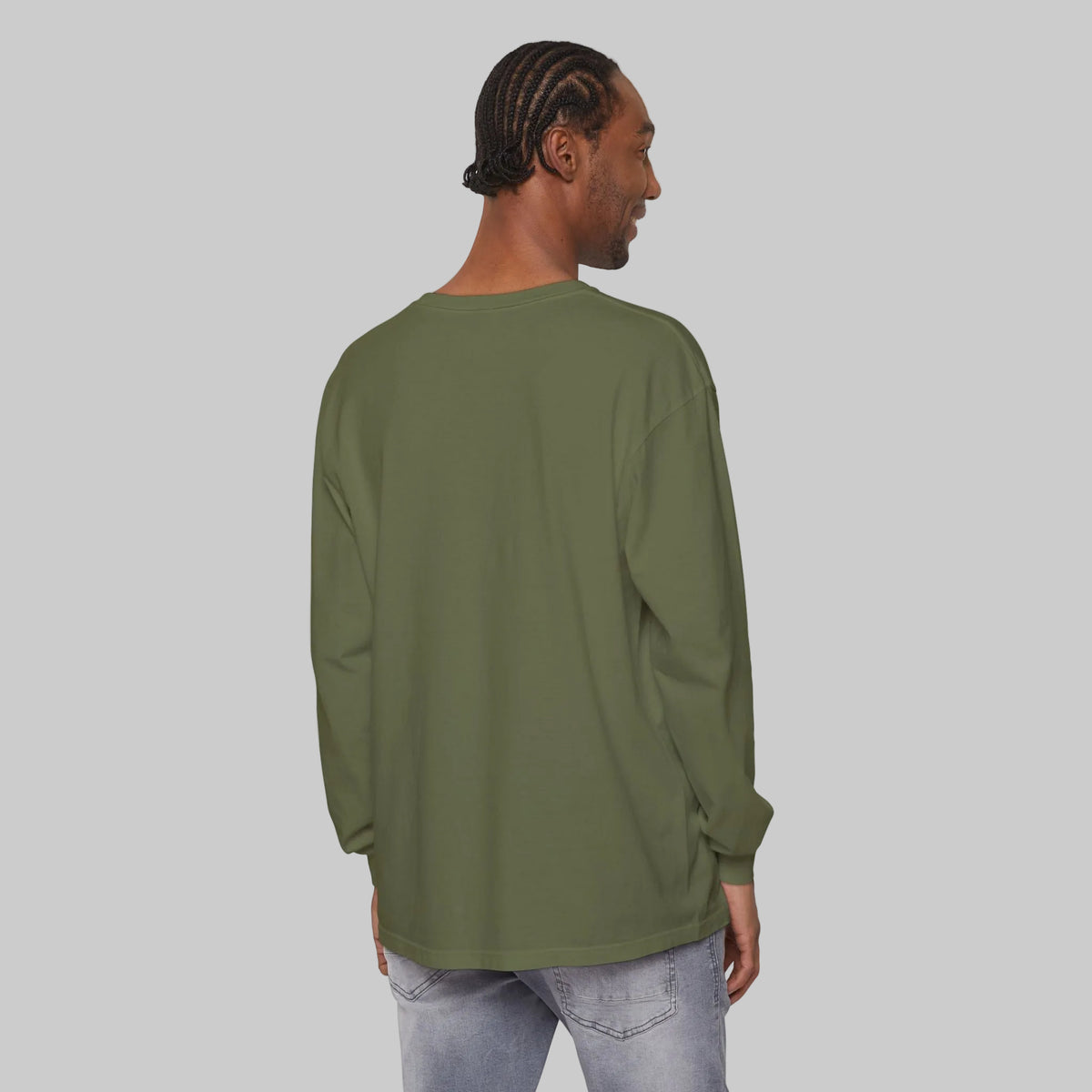 Hemp color unisex long Tee with back view