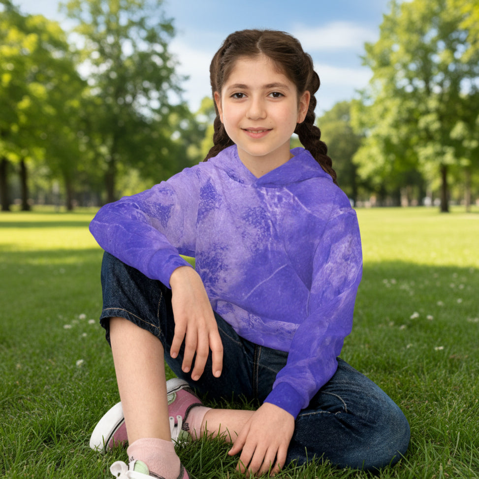 Kid's blue abstract art hoodie for everyday wear is warm and cozy 2SX-XL