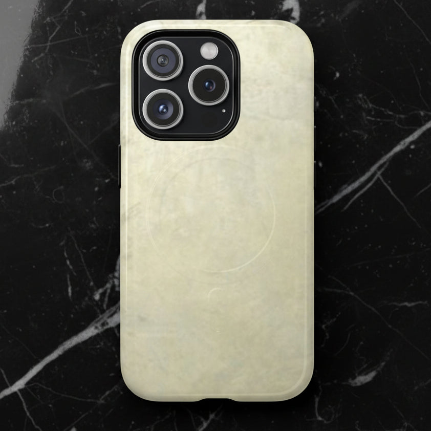 iPhone case with a vintage silver design with dual layer and silicone liner