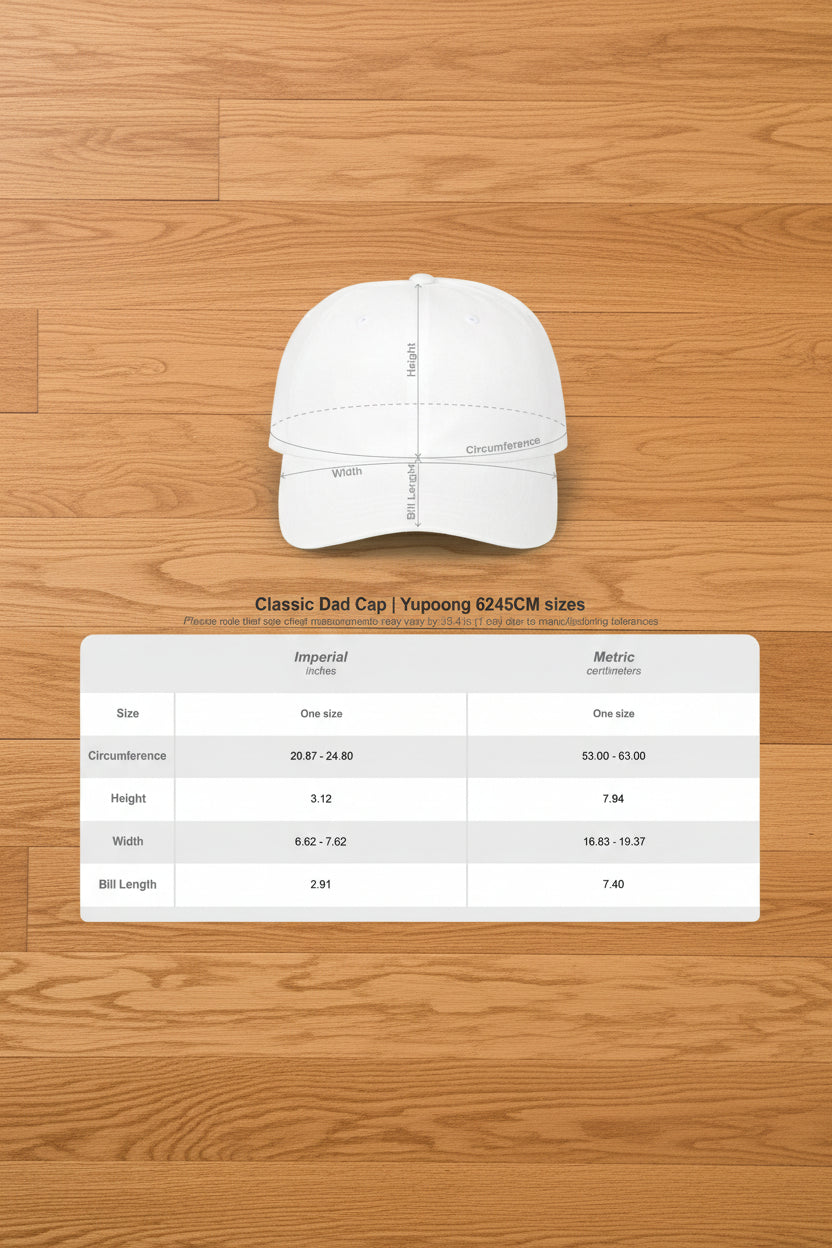 Classic cap with measurement chart 