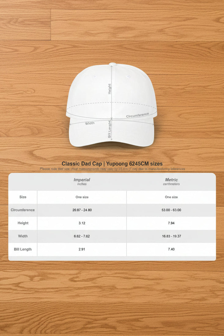 Classic cap with measurement chart 