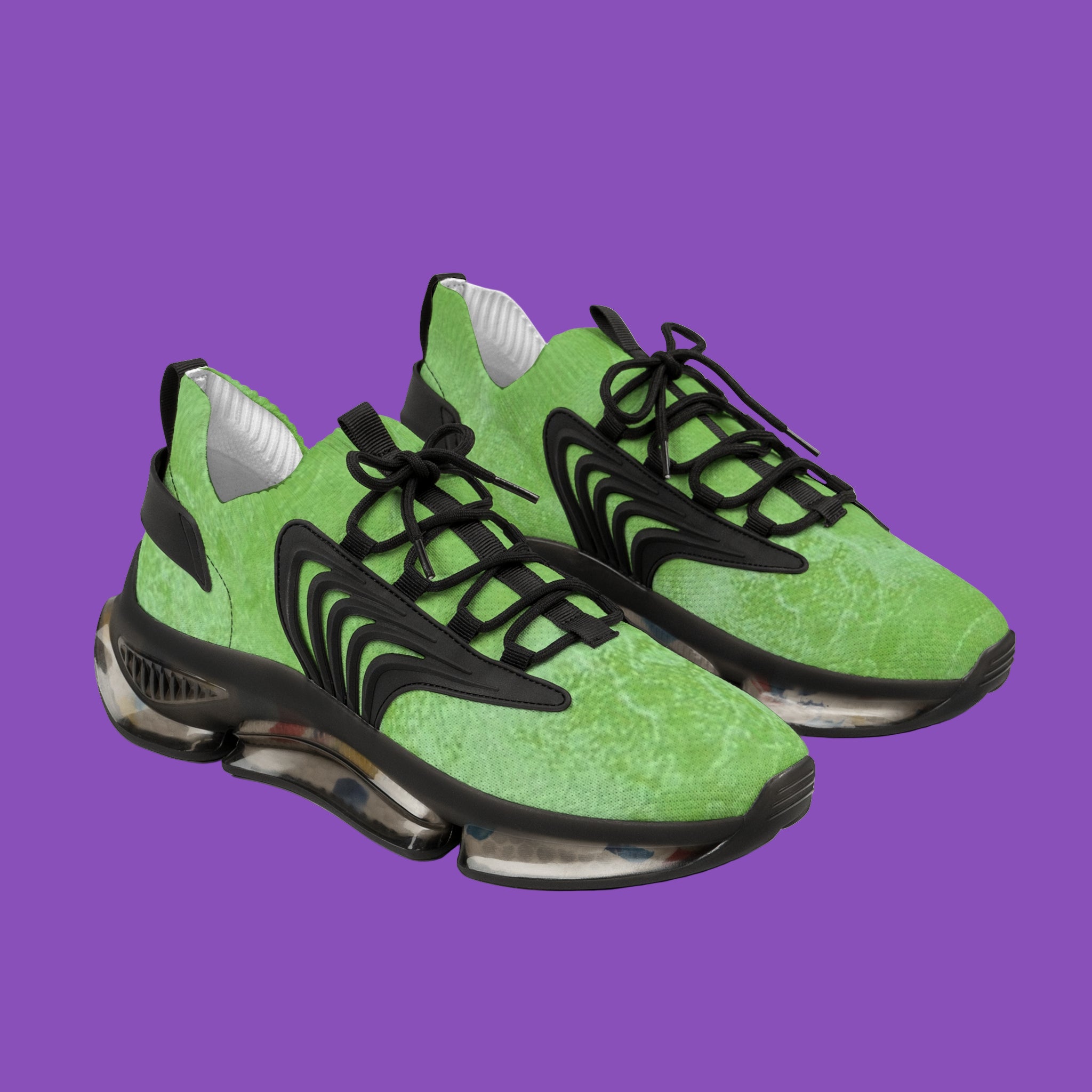 Green sneakers with black accents - EVA sole for lightweight durability