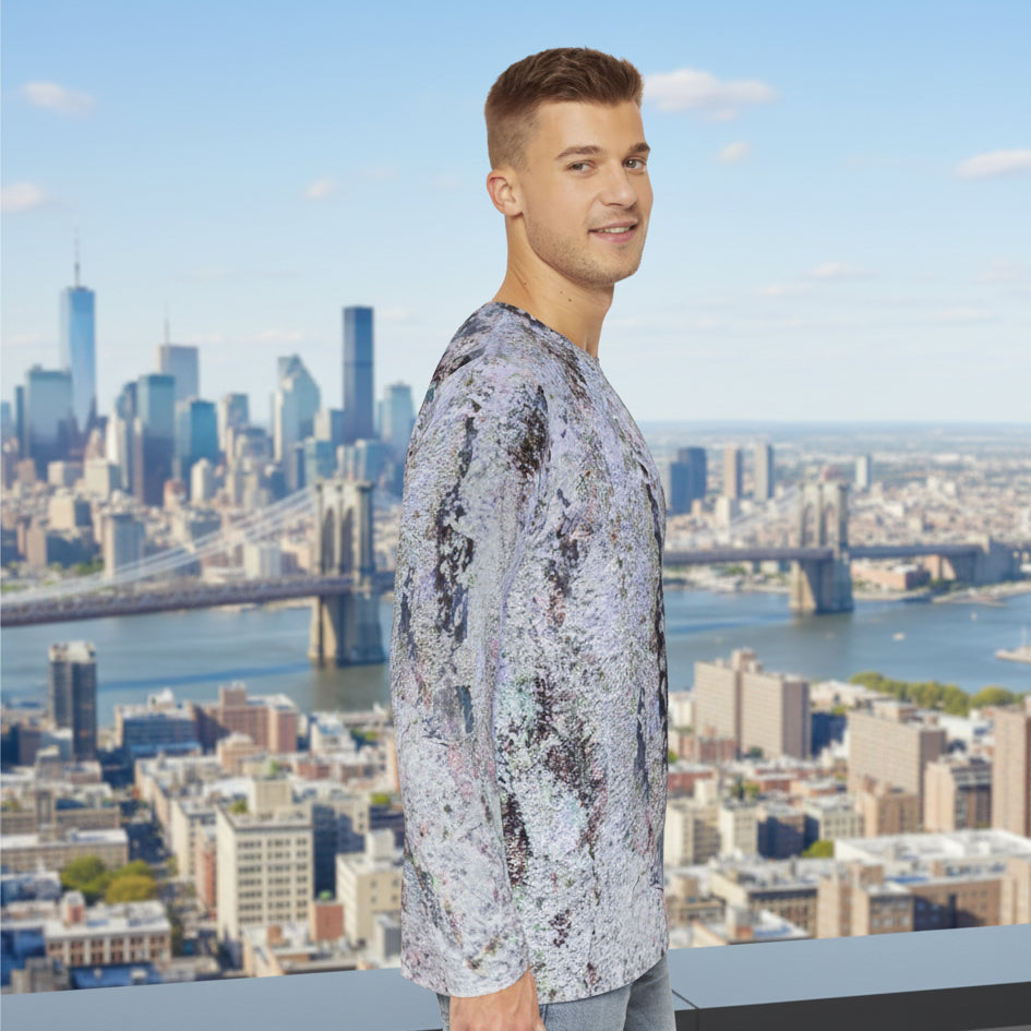 Men's abstract design long-sleeve shirt in grey and black for every day wear