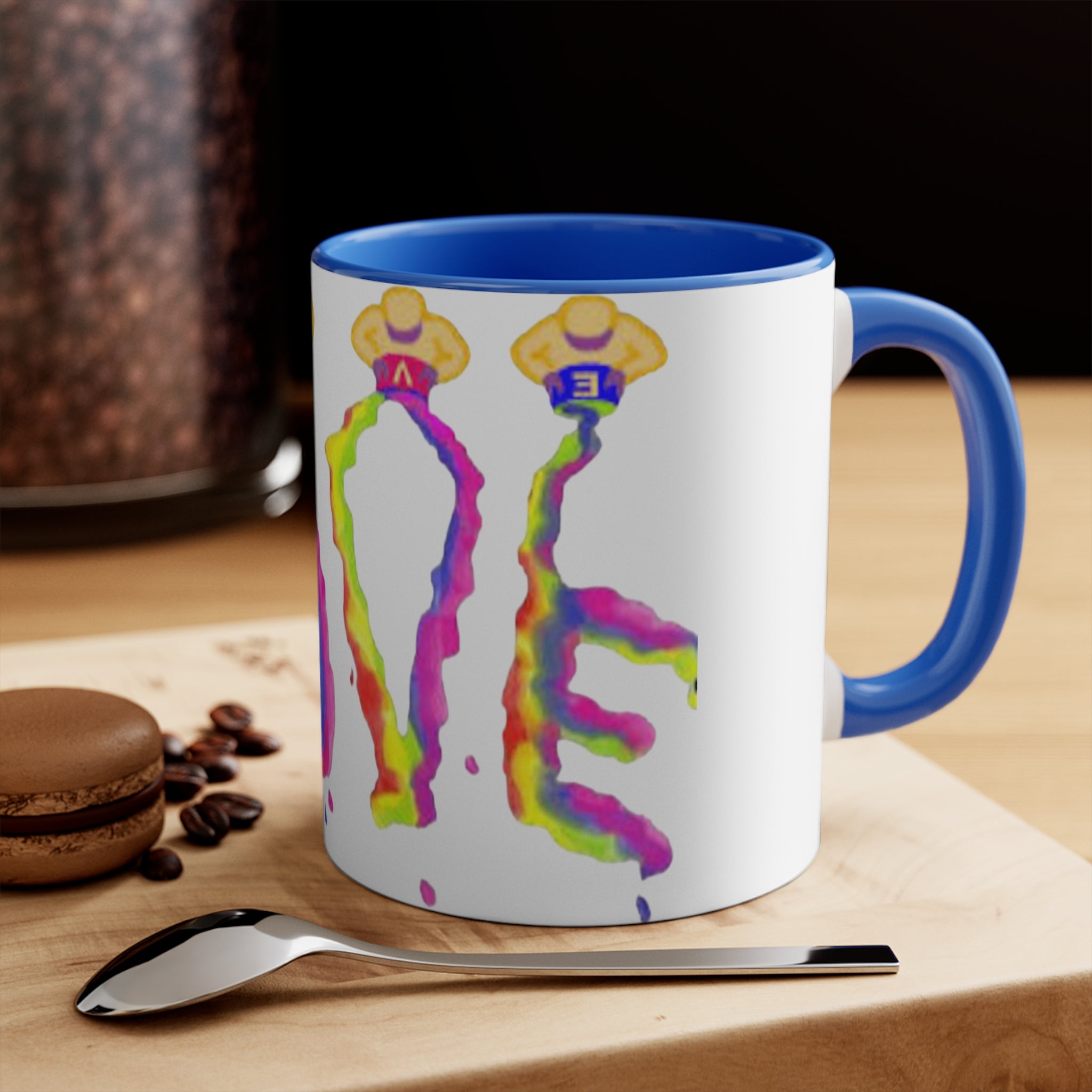 Mug with colorful Love design - choice of four colorful accents