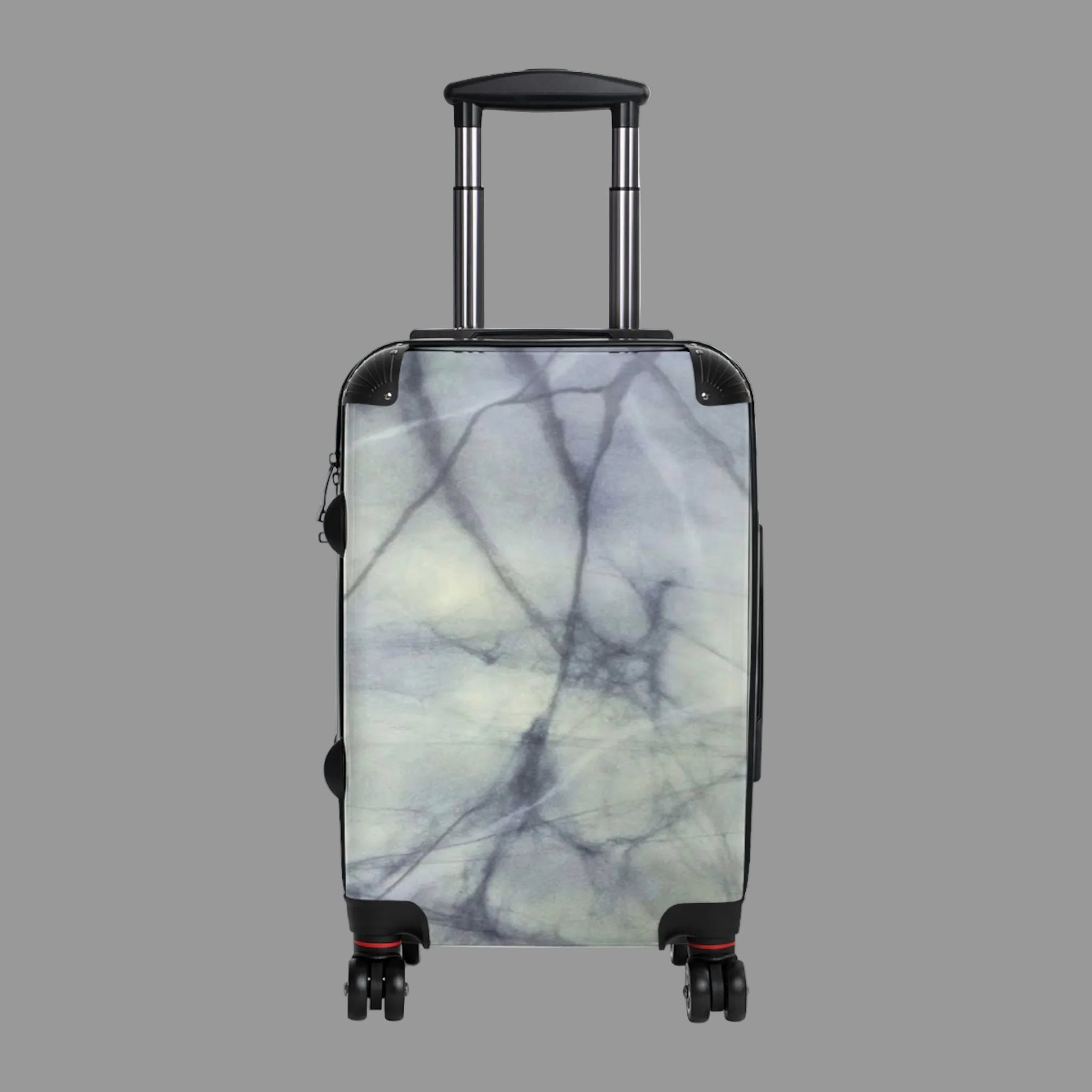 White Marble design suitcase with 360 degree swivel - impact and scratch resistant - built in lock security