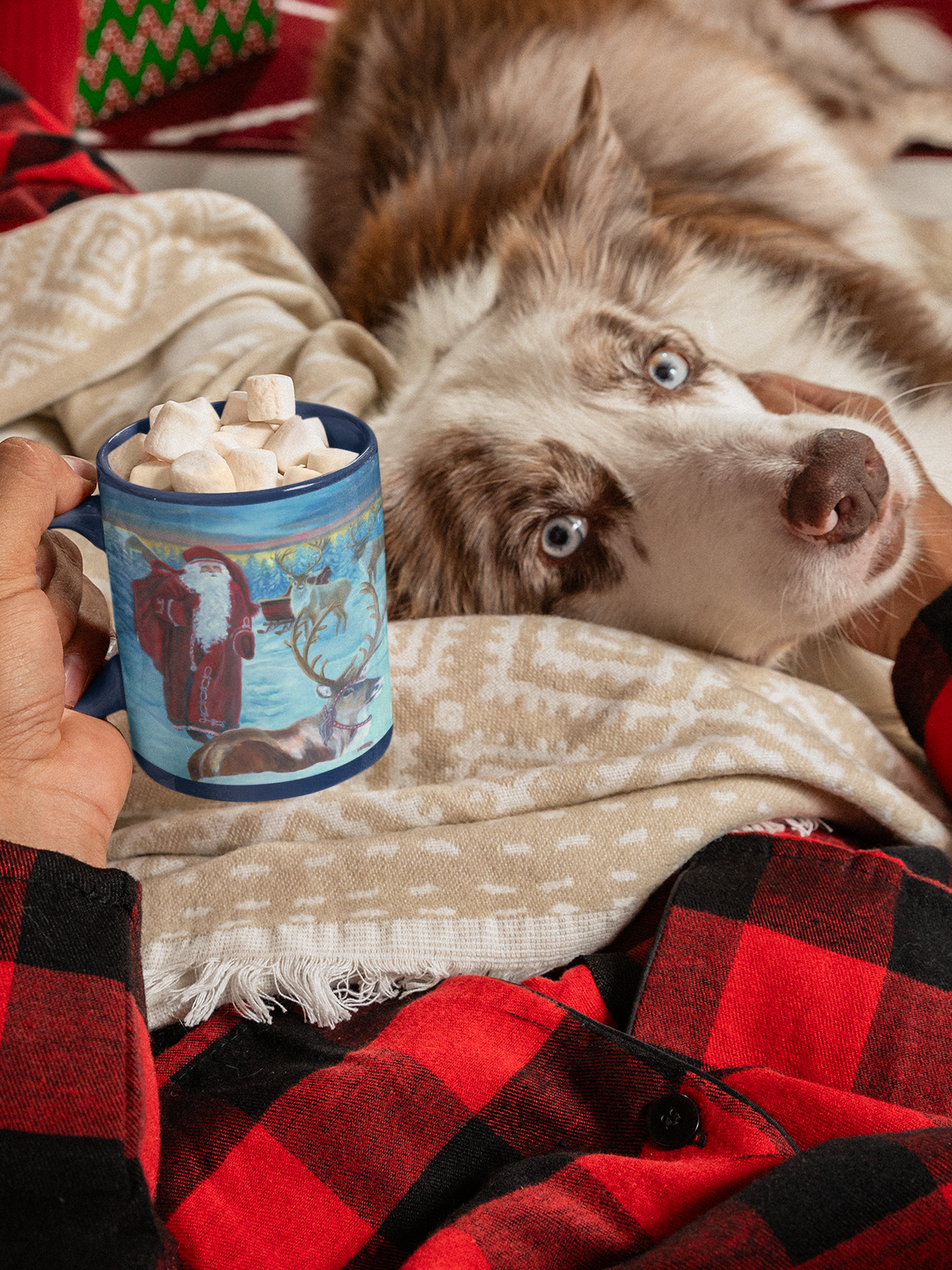 Painted Vintage Yuletide Mug in 2 sizes and various colored accents