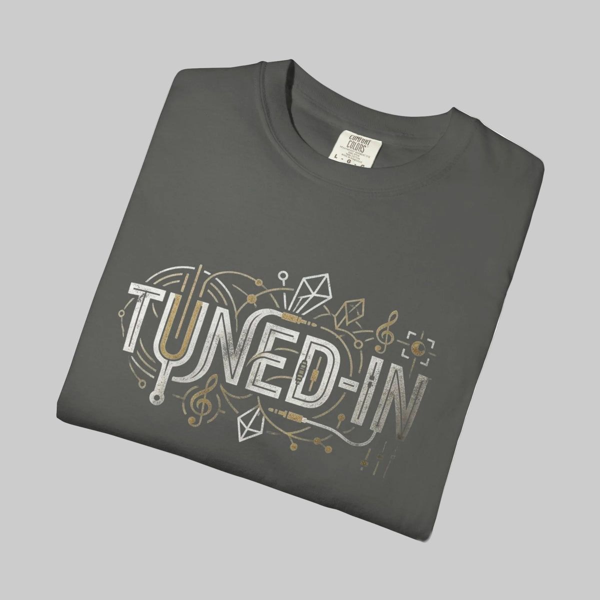 folded Tee with graphic shown on top