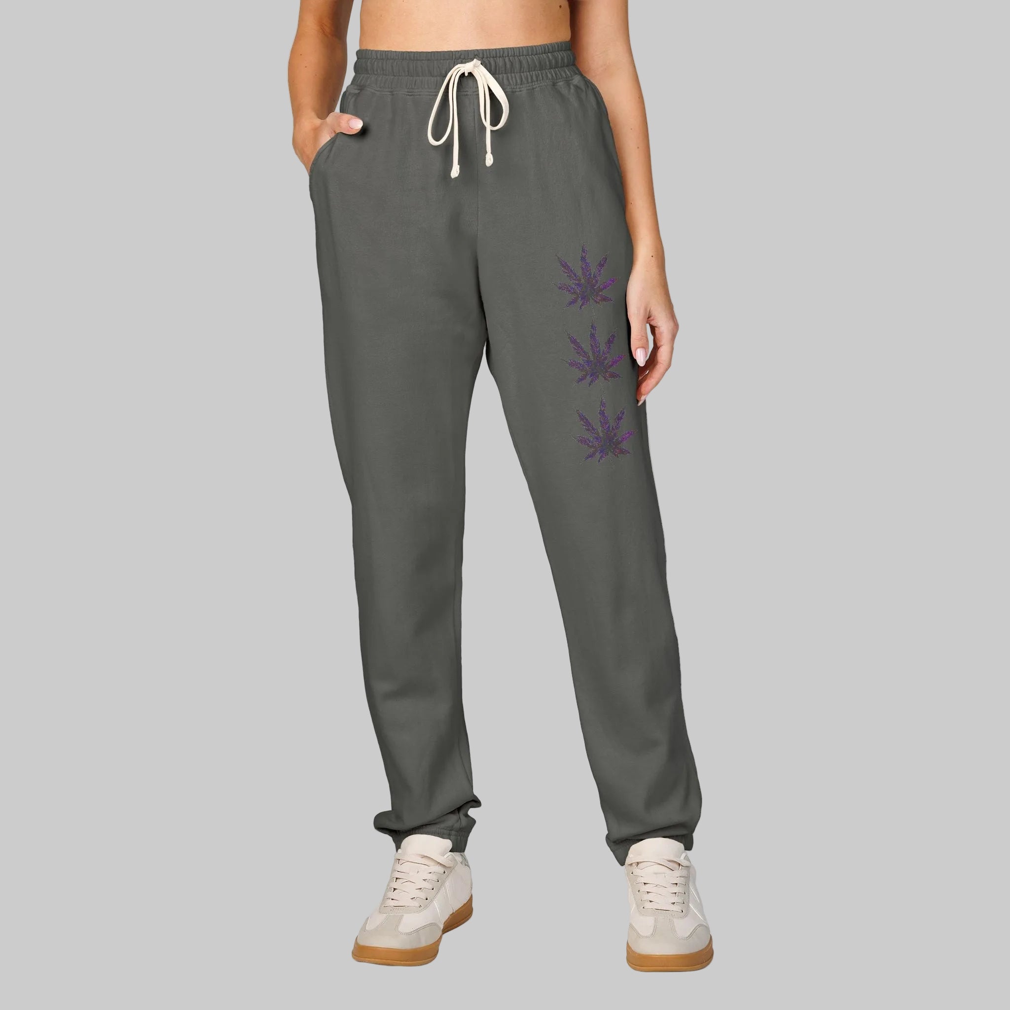 Pepper colored sweatpants in durable soft cotton for women and men to jog, lounge, wear all day S-2XL