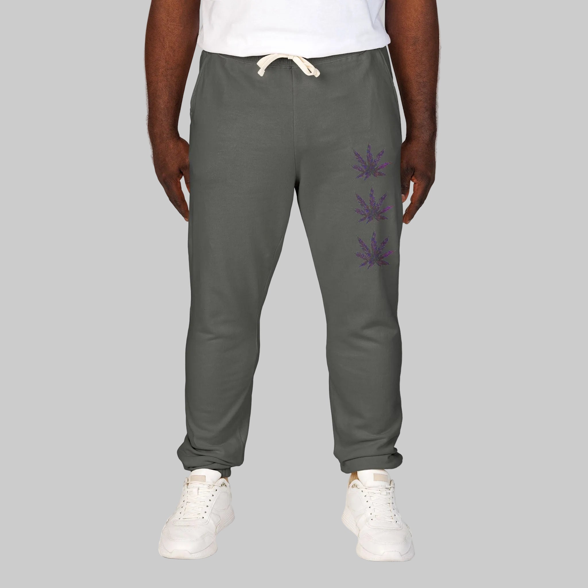Comfy and relaxed fit in unisex sweatpants featuring a marijuana leaf vibe reveals your chi