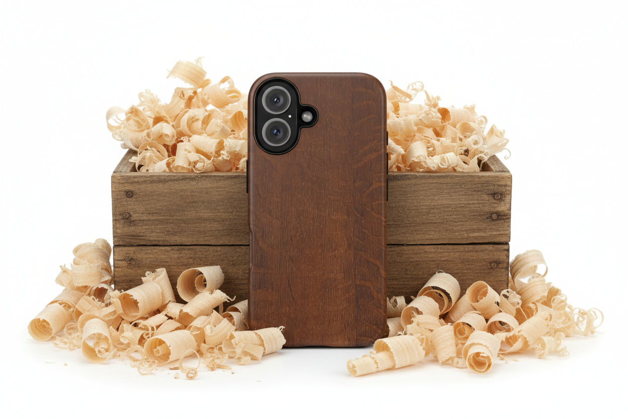 Phone case with 3D Wrap Unique Wood Grain Design - Tough and Durable in Glossy or Matte finish