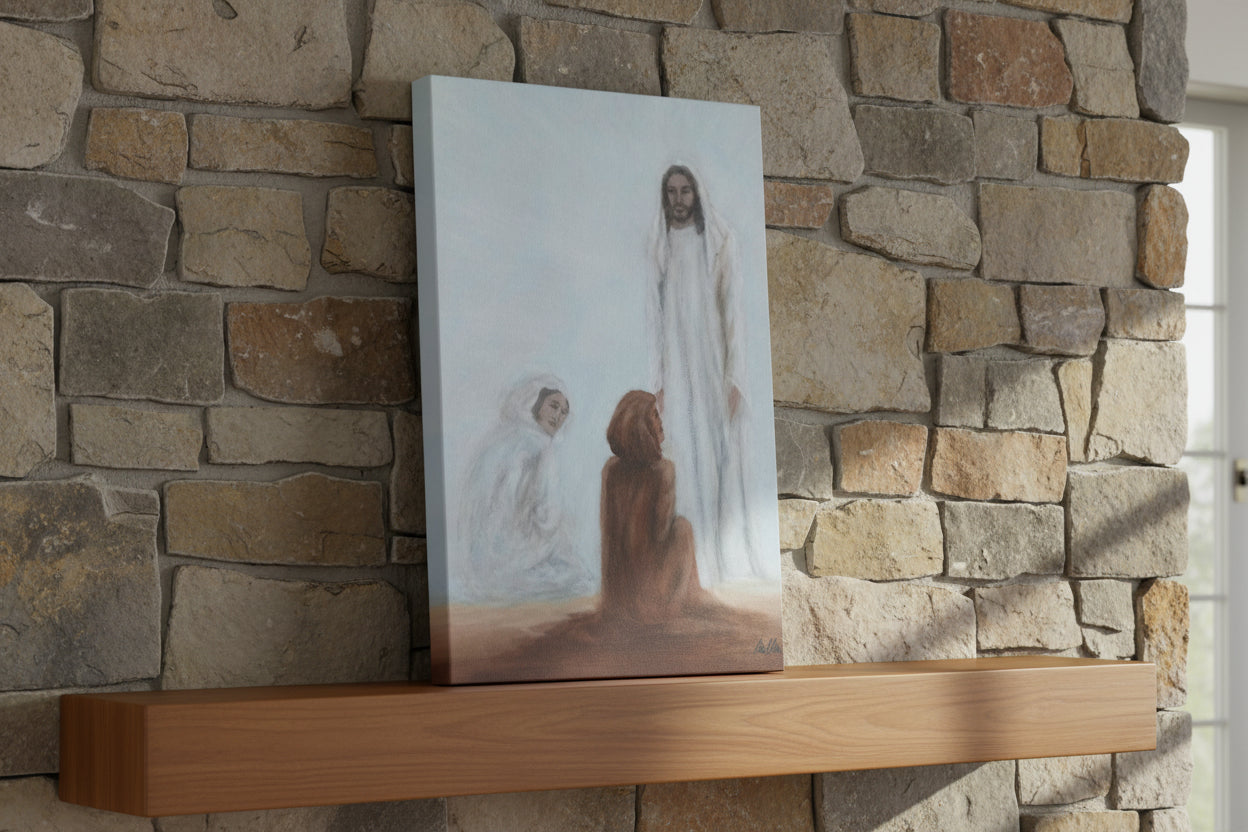 Print on quality canvas of 'The Bread of Life' painted by Studio Blitz is especially appreciated Easter time.
