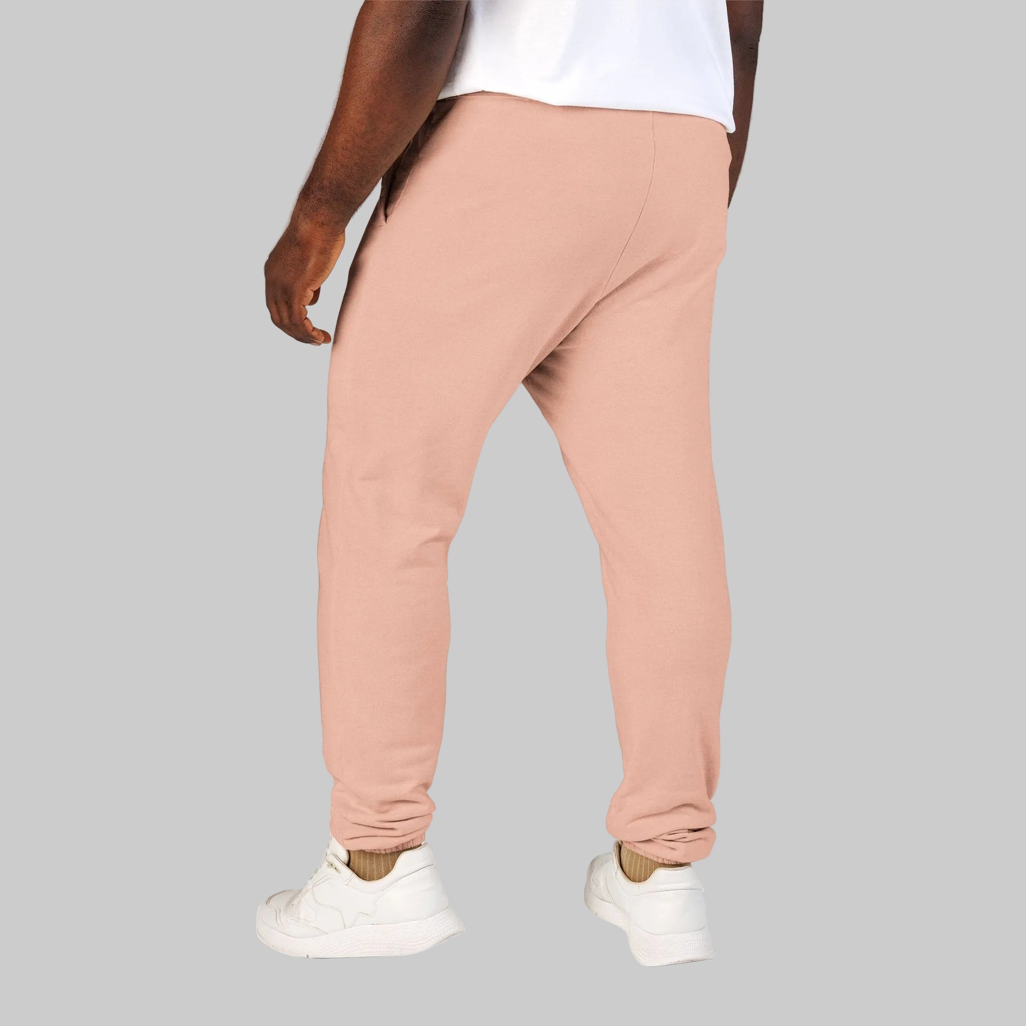 Back view of sweatpants in Peachy color for men and women S-2XL