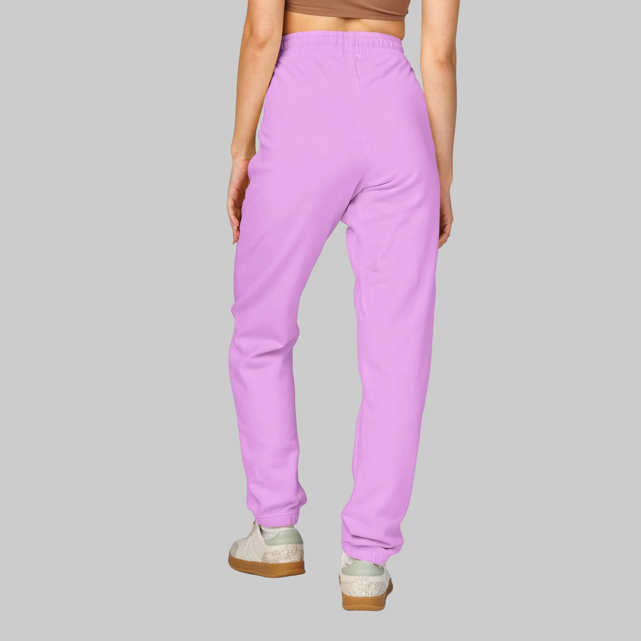 back view of neon violet sweatpants for her or him will turn heads