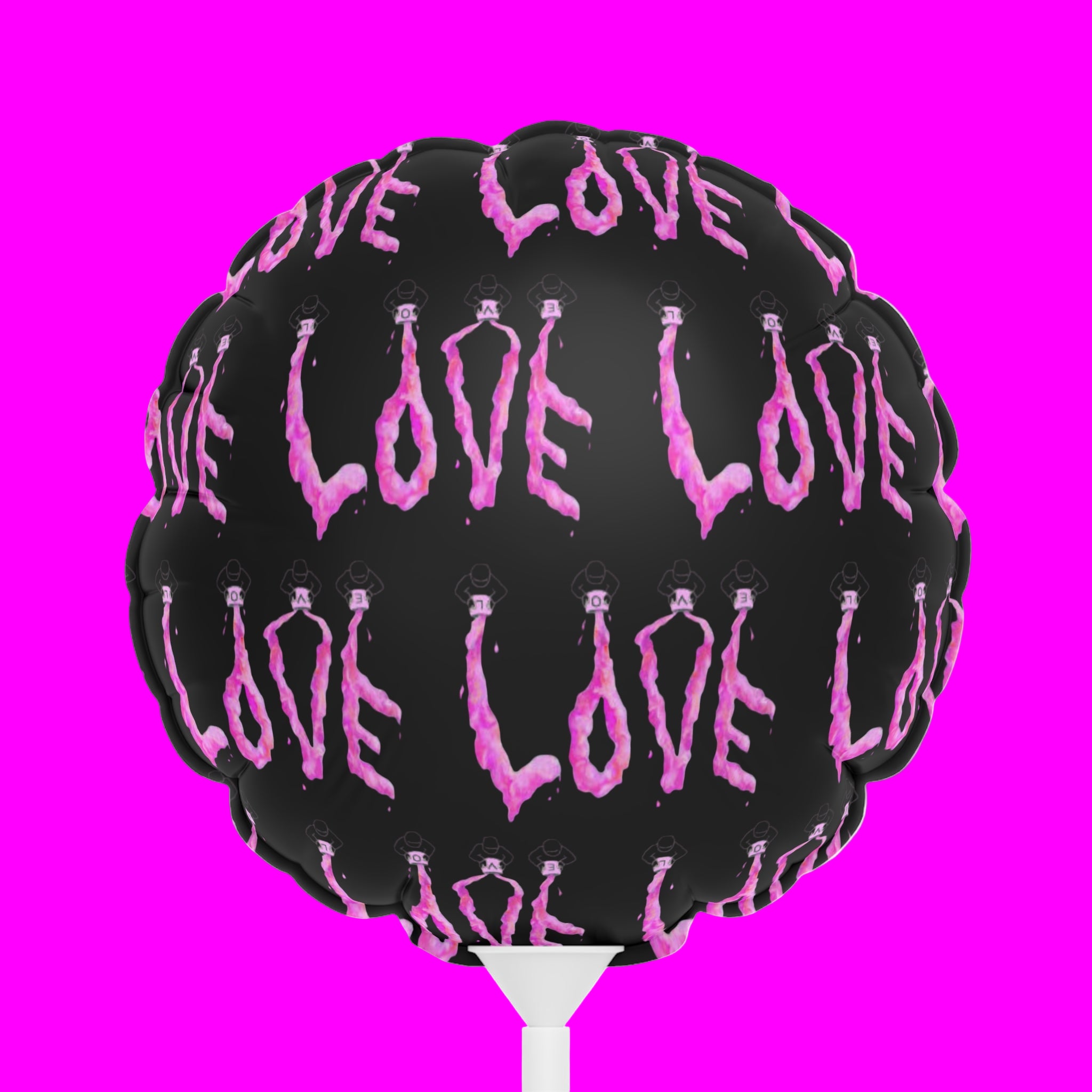 Black Foil balloon with pink 'LOVE' text available in round and heart shape