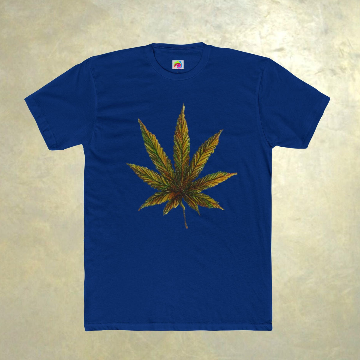 Royal Blue t-shirt with a colorful cannabis leaf - 8 colors available XS-5XL