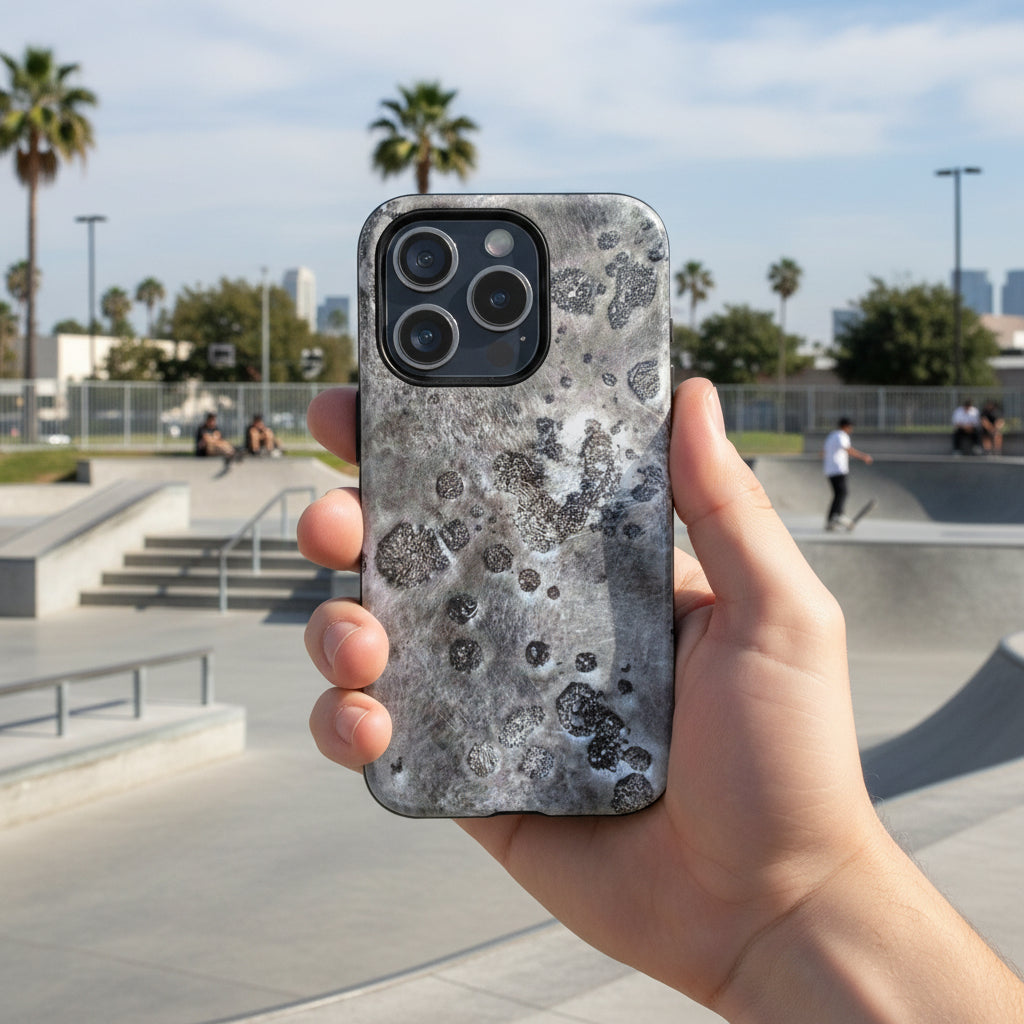 Magnetic iphone case with a Lunar Moon Rock Design is as tough as it looks with 2 layer shell compatible with MagSafe Accessories