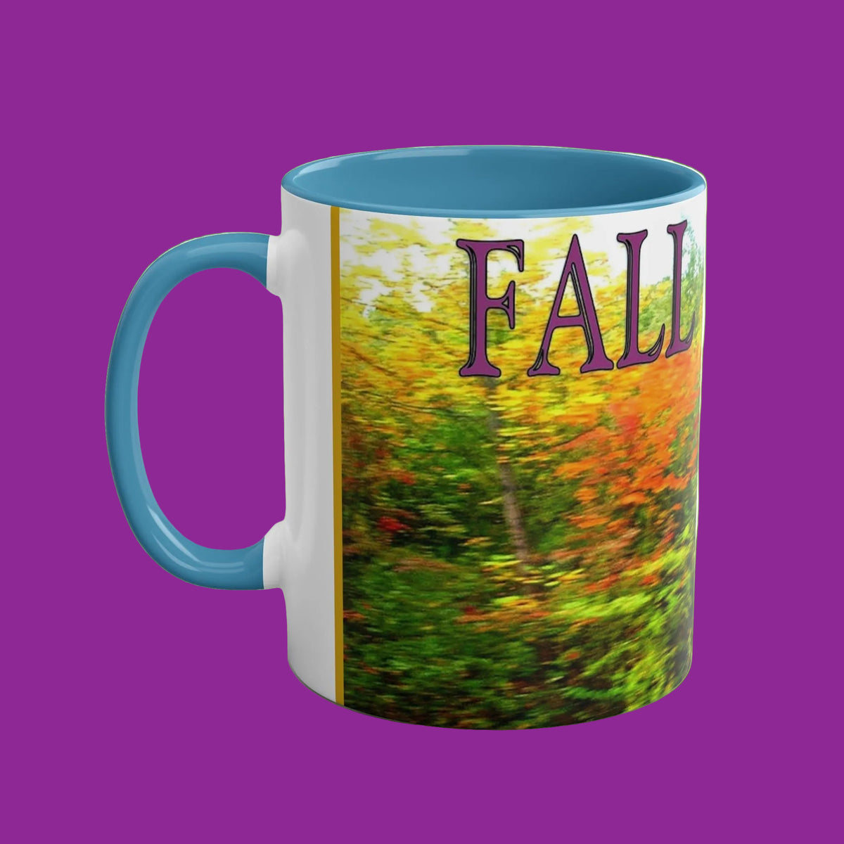 11 oz Mug with a colorful autumn scene and text 'FALL Glory' 