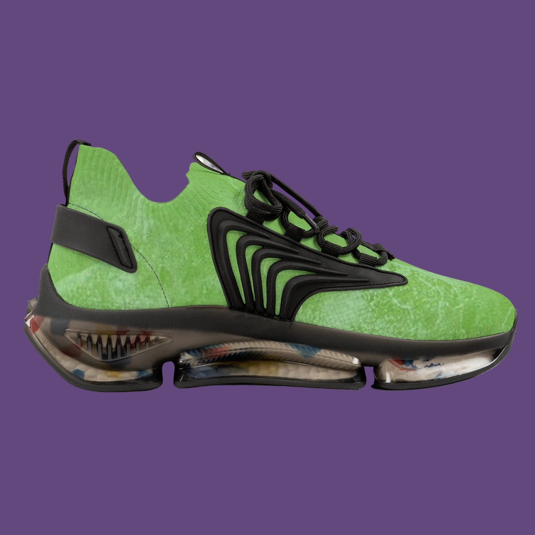 Green and black sneaker - Breathable deodorant memory foam insole 