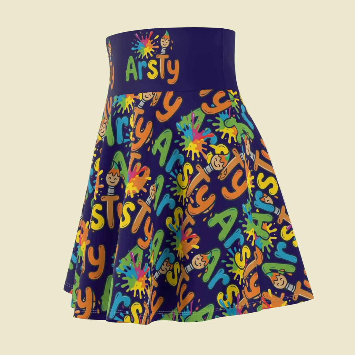 colorful skater skirt with Artsy print makes a big statement 