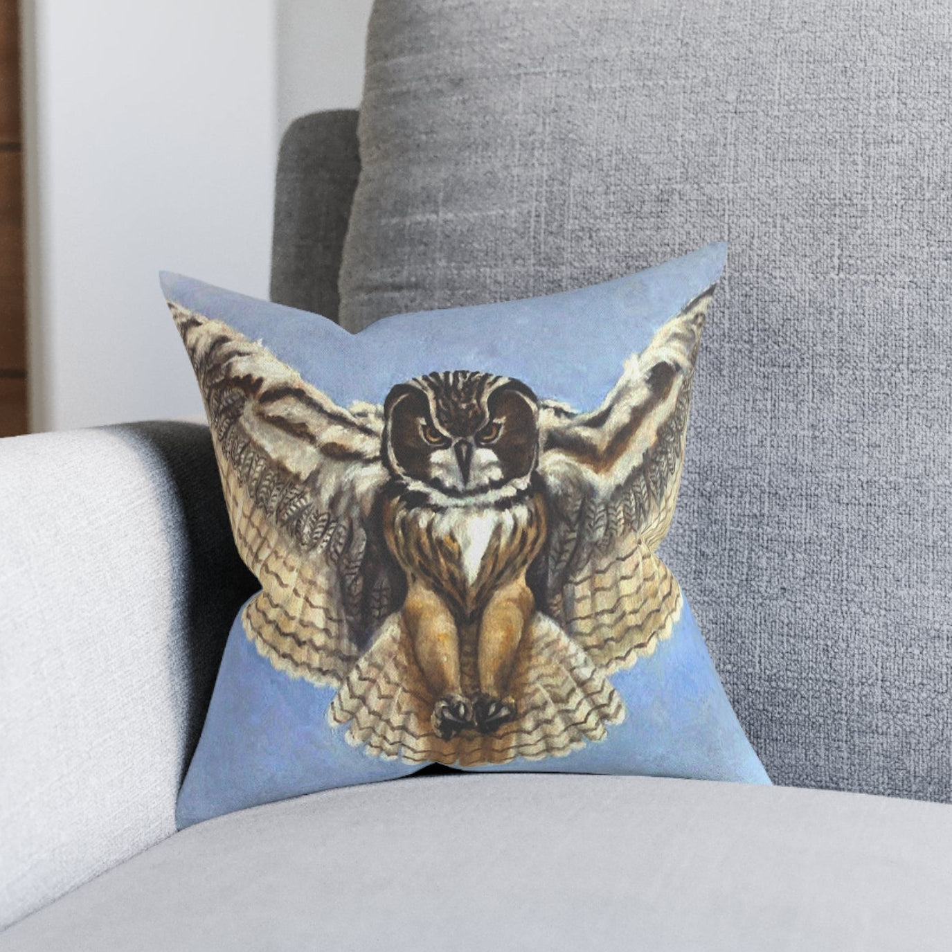 Decorative pillow with an owl design available in 3 sizes
