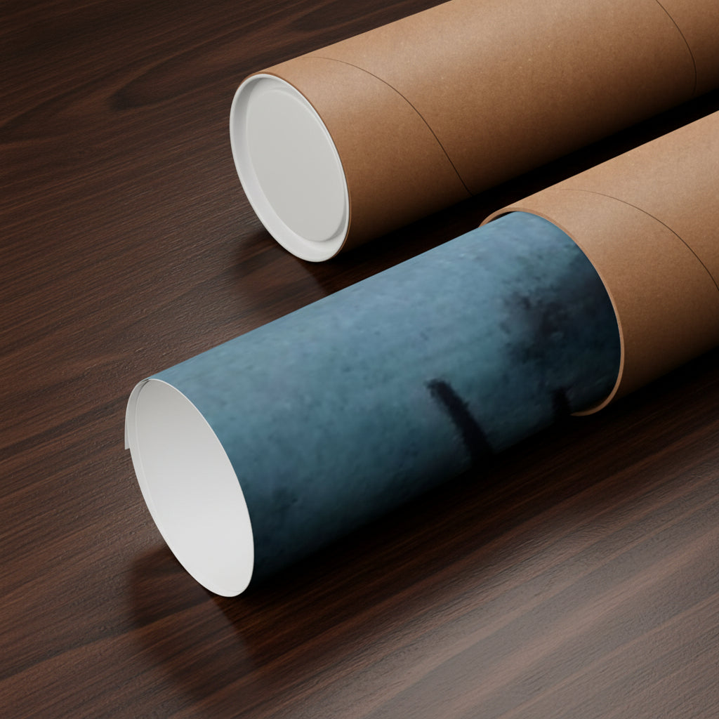 Posters are rolled into and protected by sturdy cardboard tubes 