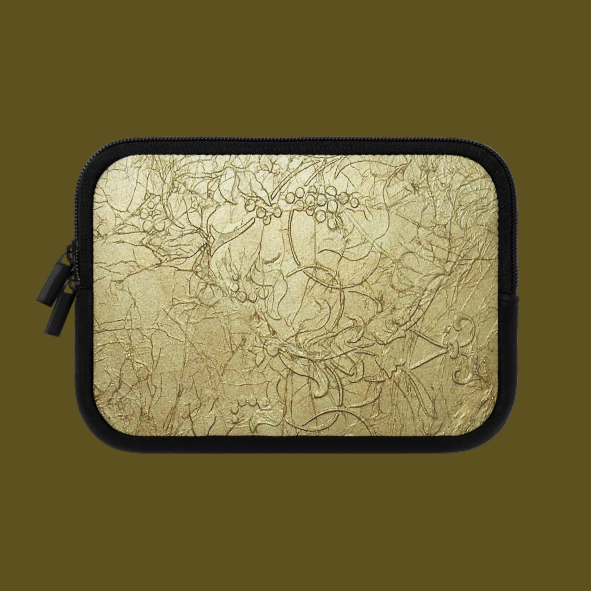 Tablet or Laptop Sleeve with Gold Swirl Embossment in 7, 10, 13, 15, 17 inches