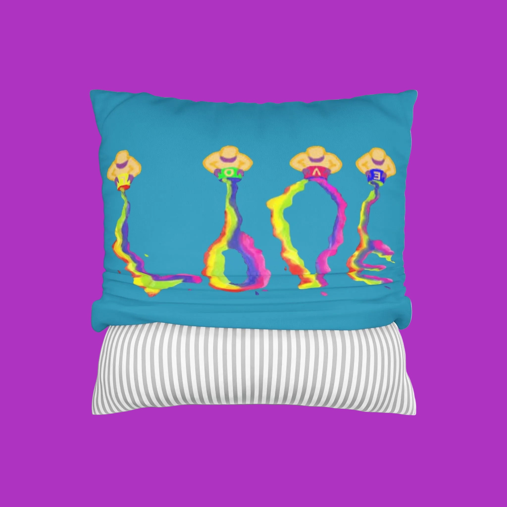 Colorful LOVE pillow 16 x 16 with zipper 