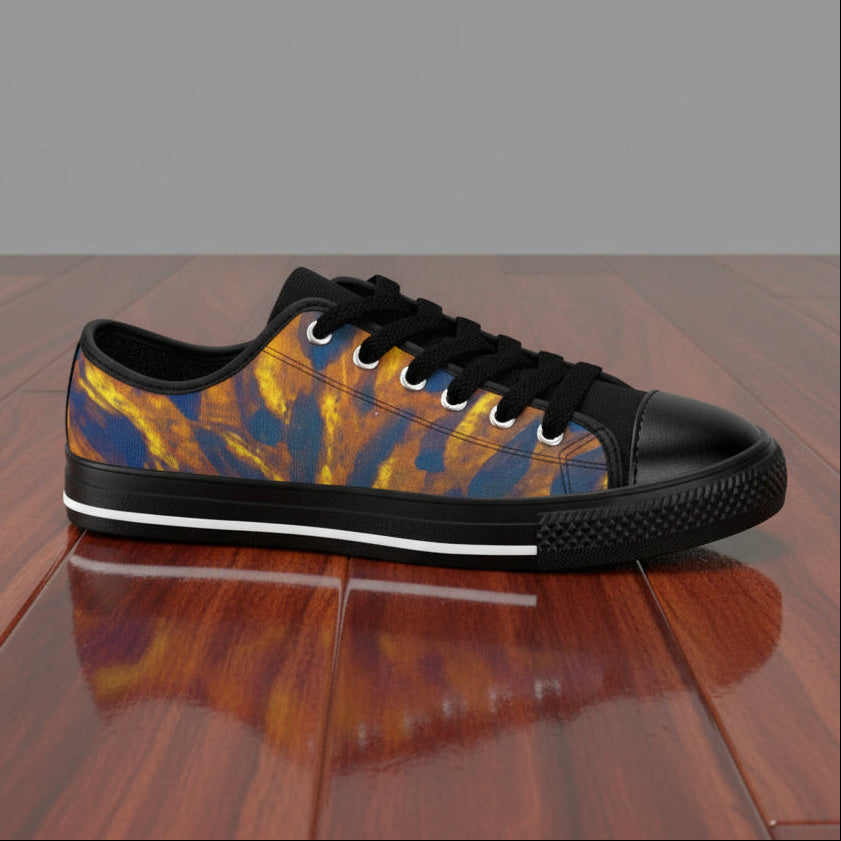 Black sneaker with a tiger stripe pattern on sides will make them look twice - one of a kind design