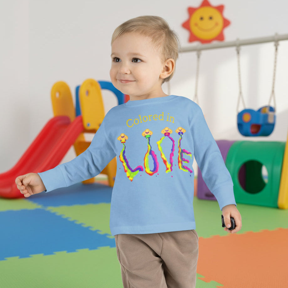 Light blue toddler's 100% cotton Tee Colored in LOVE
