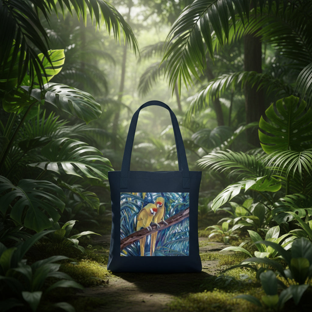 Organic Navy Tropical Roomy Navy Tote - one size