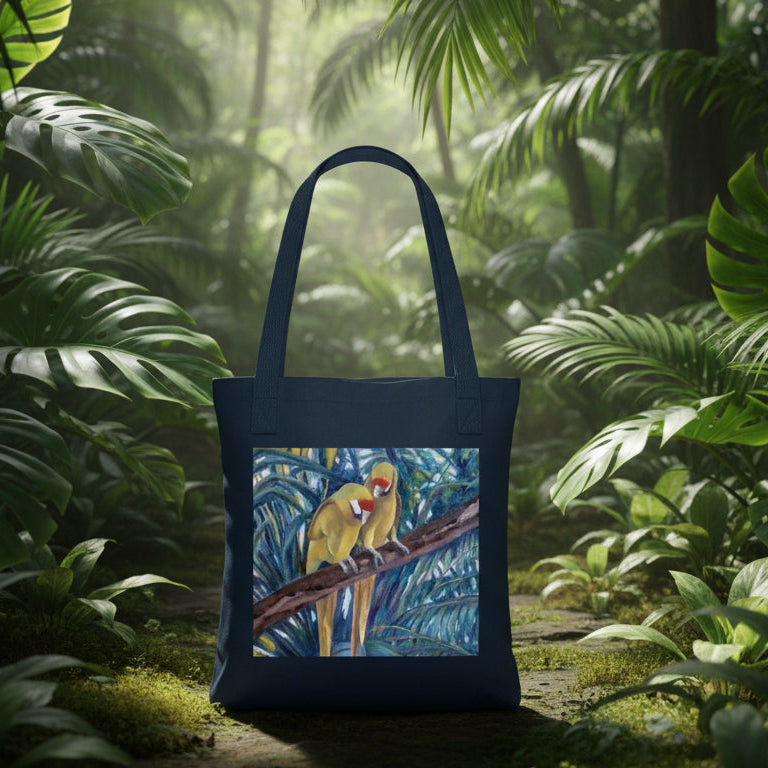 Organic Navy Tropical Roomy Navy Tote - one size