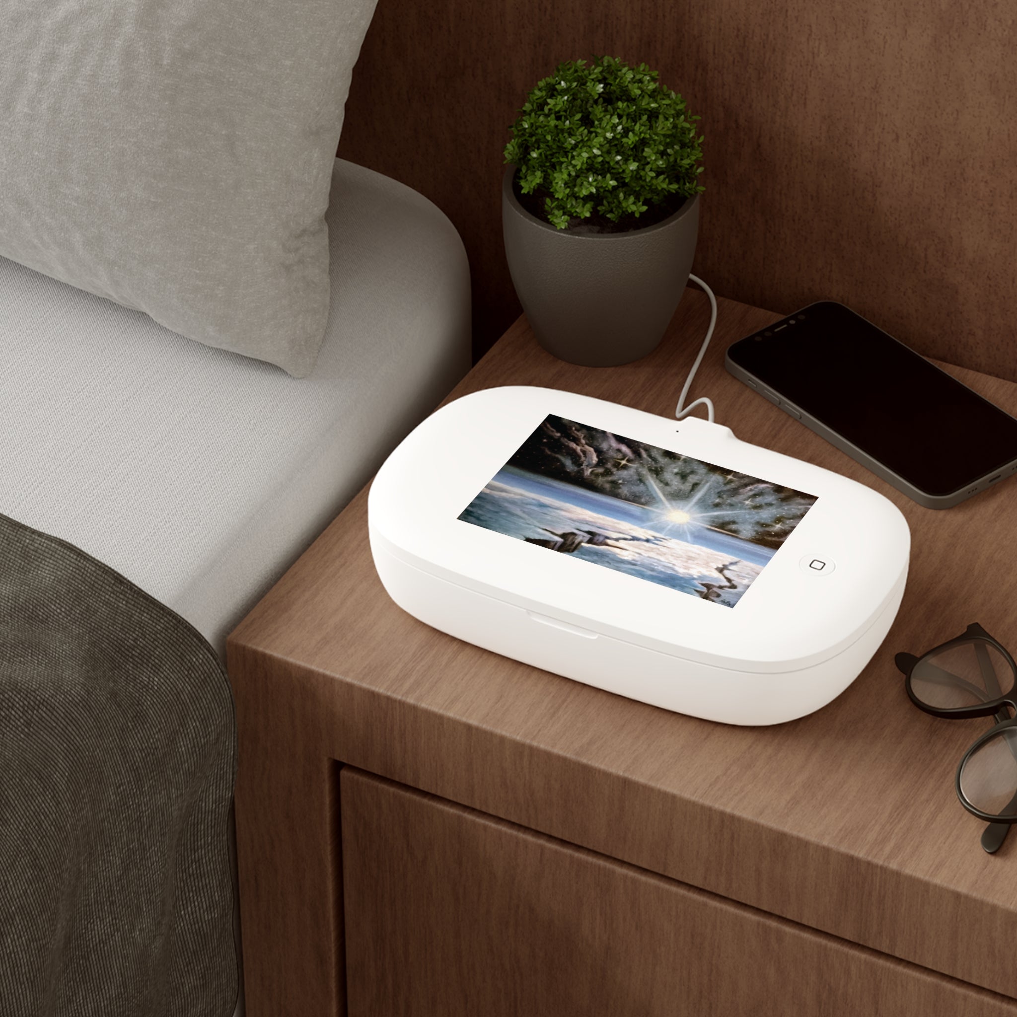 Sanitizer and charger is a must. Take it with you place it anywhere for quick or deep cleaning your essentials.