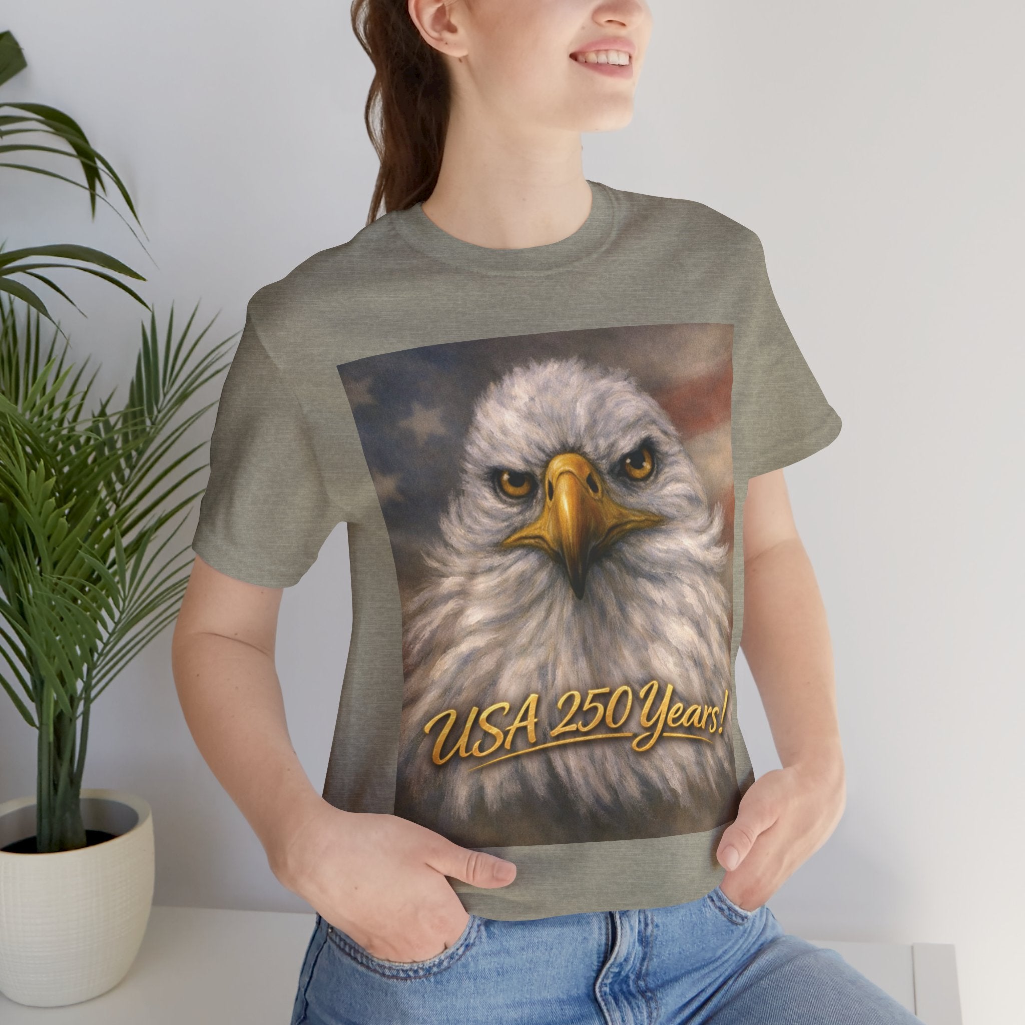 Unisex t-shirt with an eagle design and 'USA 250 Years!' text