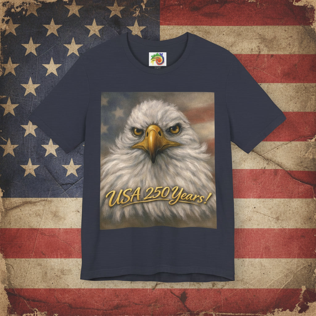 Tshirt with an eagle painting and 'USA 250 Years!' XS-4XL - UNISEX