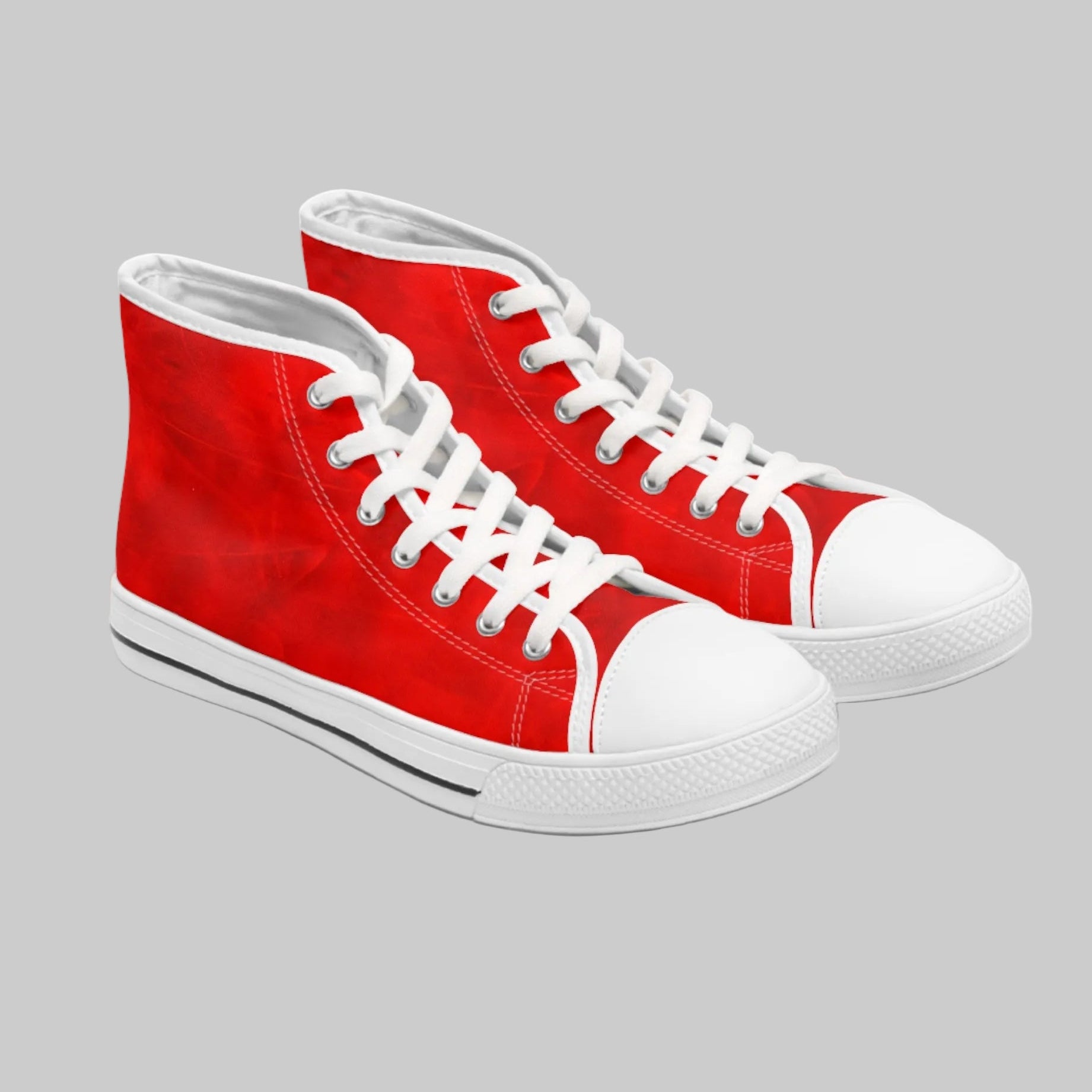 Red and white high top sneakers will feel soft yet durable while turning heads
