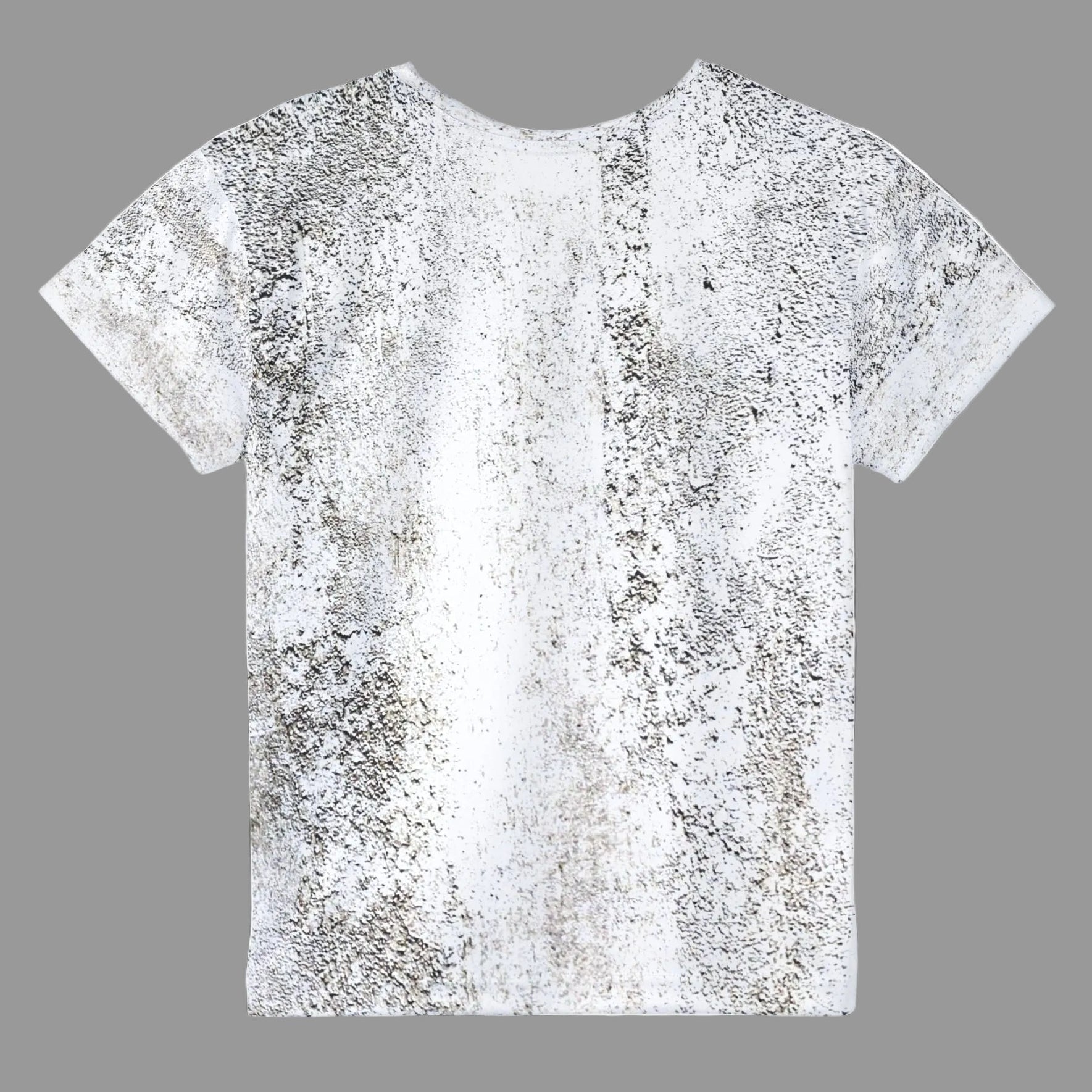 back view of short-sleeve shirt with a gray and white abstract pattern  XS-L