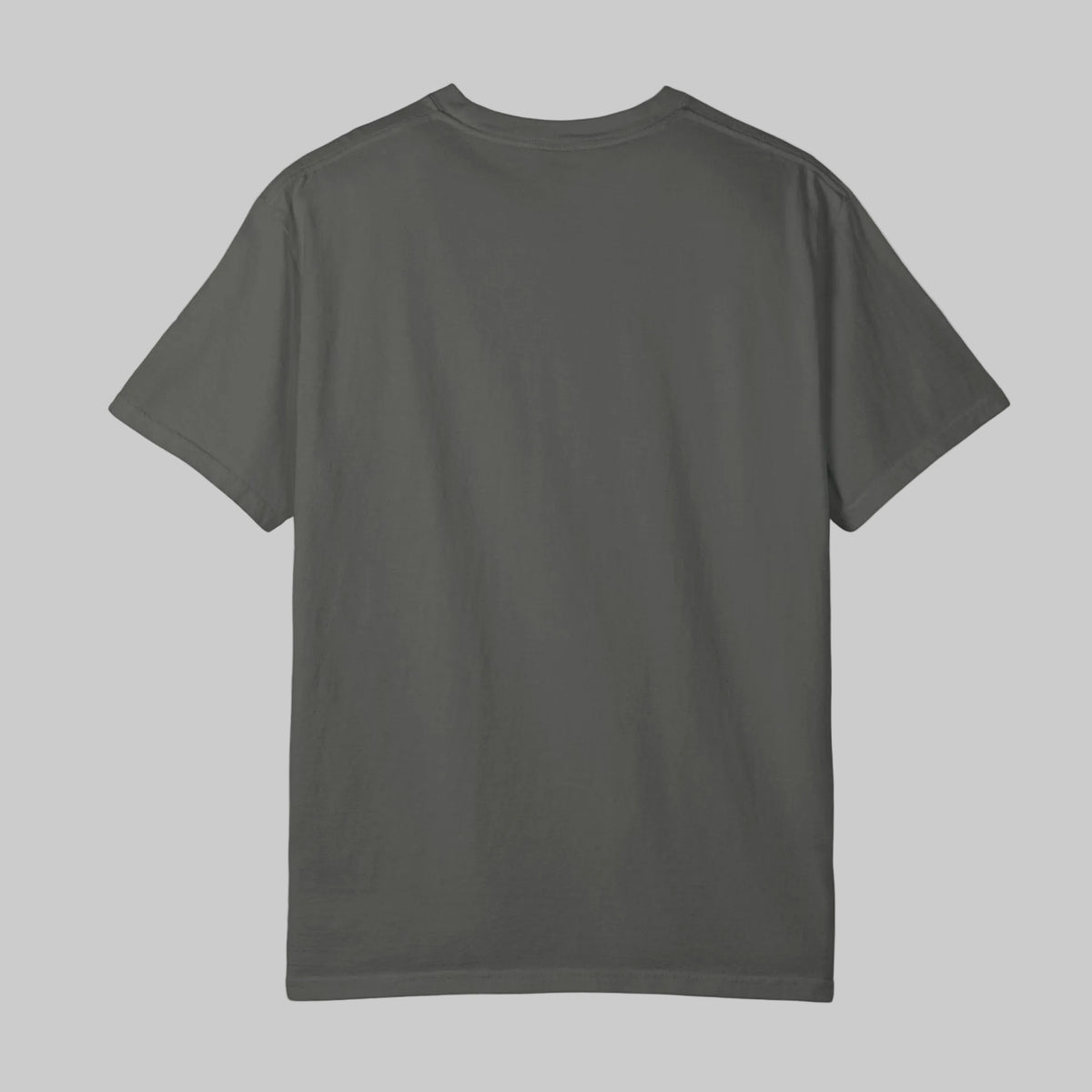 Pepper color tee shown from back view