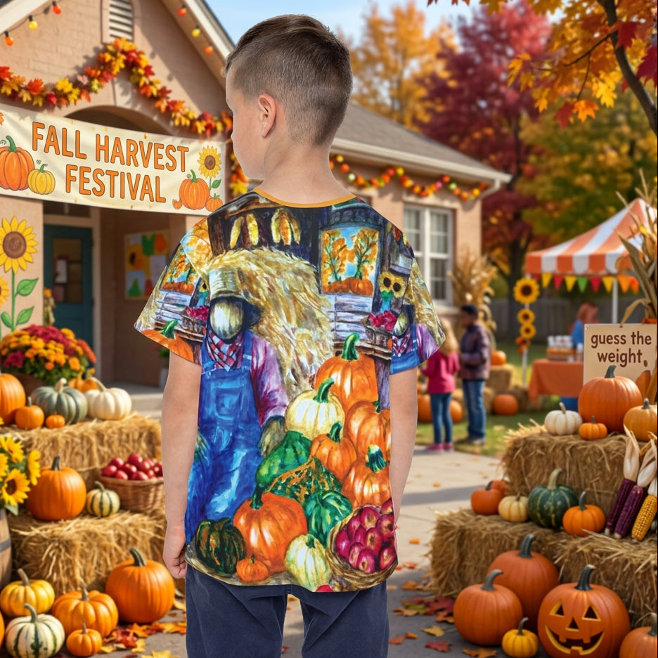 Fun harvest illustration AOP on kid's sport's jersey
