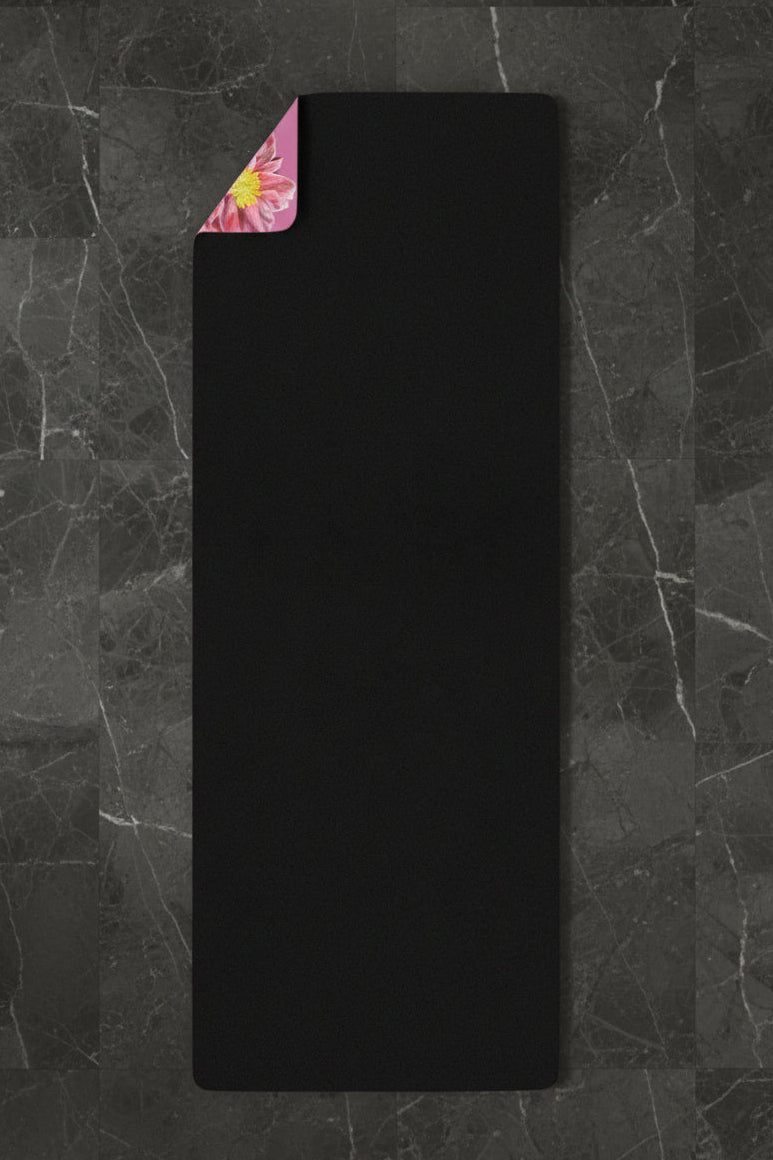 Black back of yoga mat made with natural non-slip rubber
