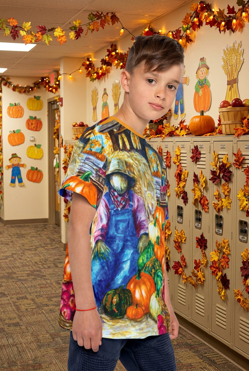 colorful boy's or girls sports jersey shown in 3/4 view