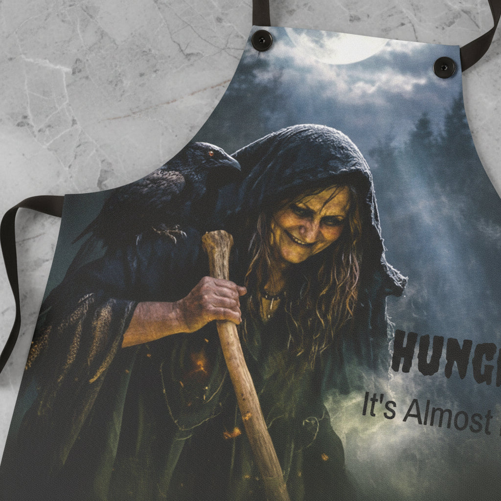 close up of the witchy cauldron illustration on cooks apron