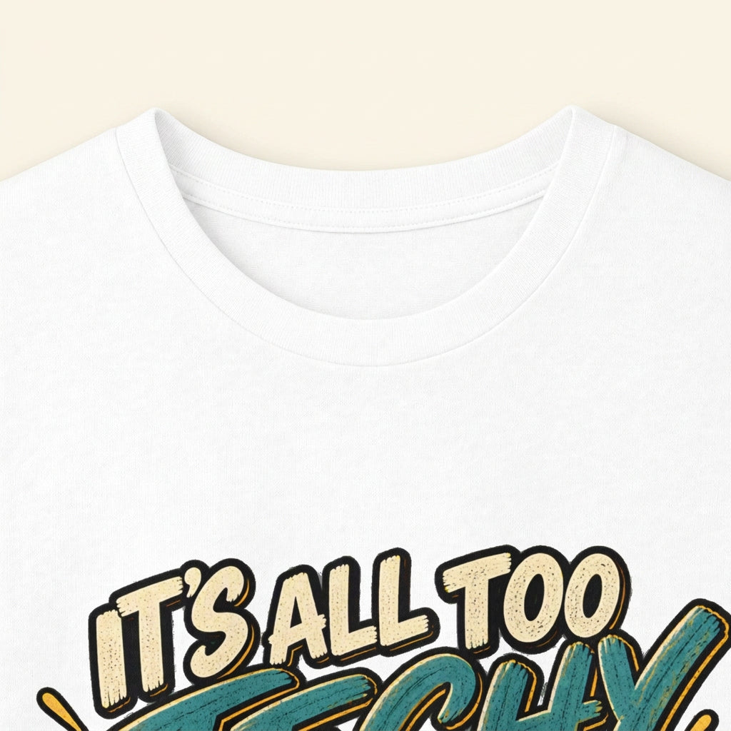 white tee crew neck line  closeup
