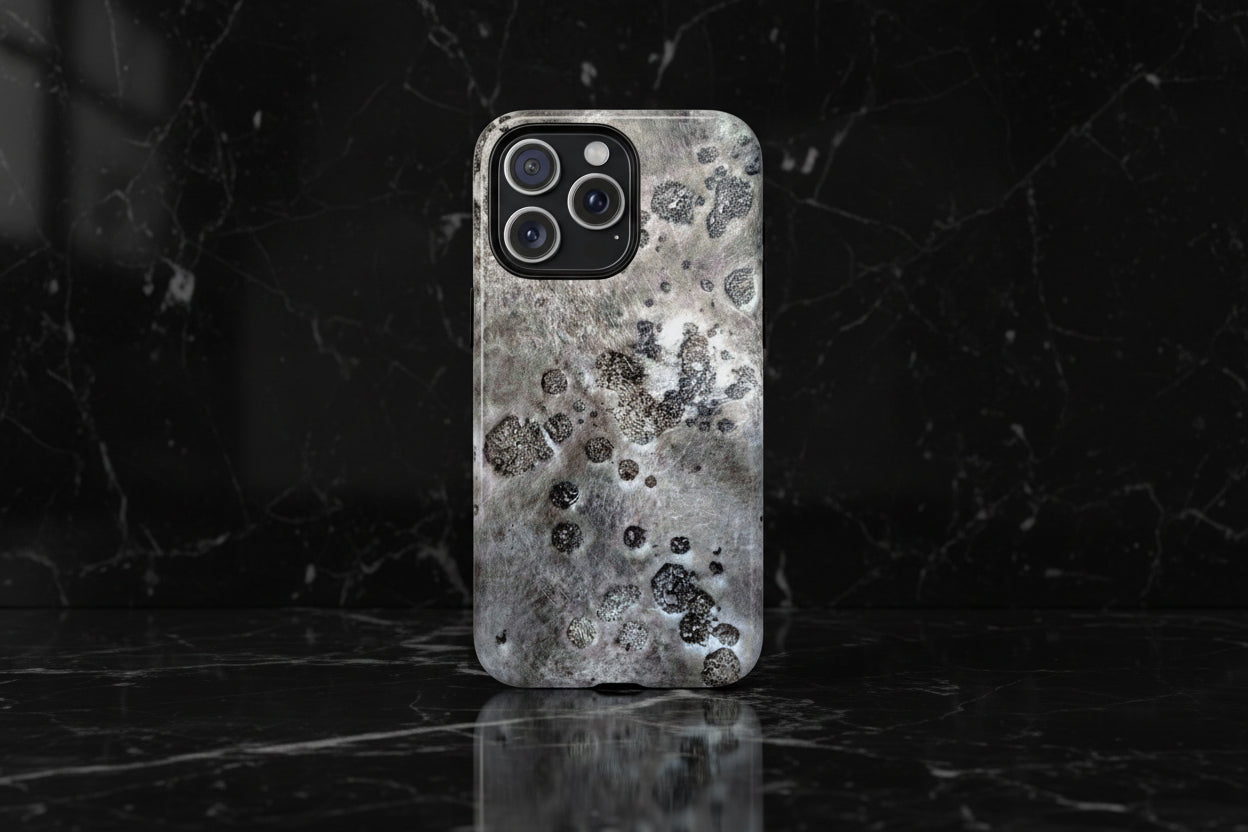 Magnetic iphone case with a Lunar Moon Rock Design is as tough as it looks with 2 layer shell compatible with MagSafe Accessories