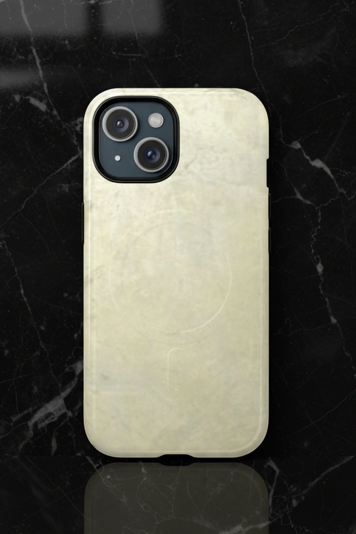 iPhone case with a textured silvery cream design with MagSafe magnetic module - tough, shock absorbant