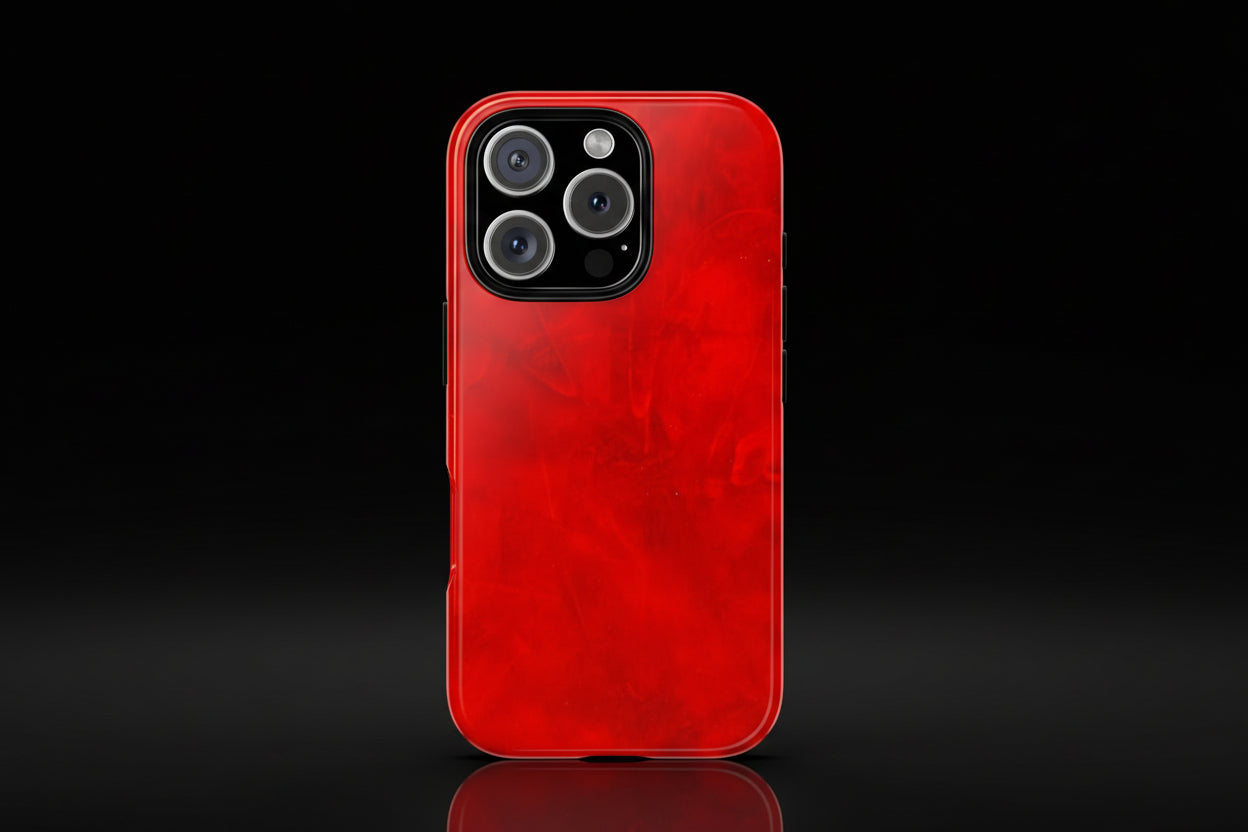 Phone Case in Hot Red Leather-like Design with Dual Layer for Shock Impact and UV Protection