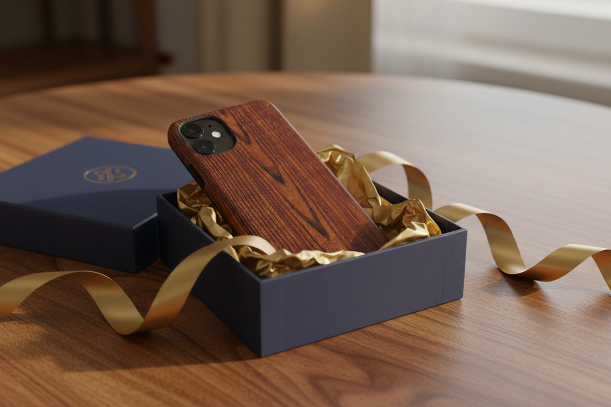 Phone Case in Fine Wood Grain Design with rustic, rugged good looks with toughness and durability for UV and impact resistance protection