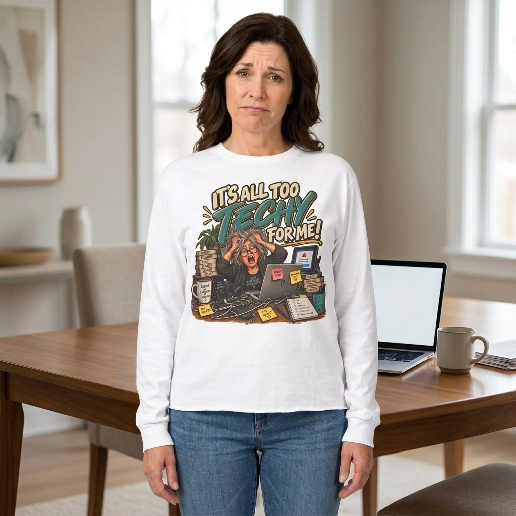 long sleeve t-shirt in white with fun graphic